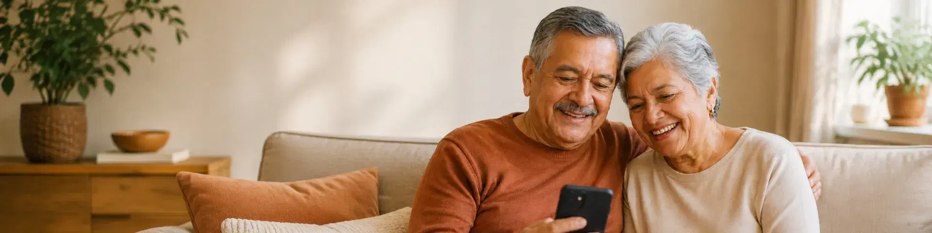 Adulto mayor usando su celular con tranquilidad