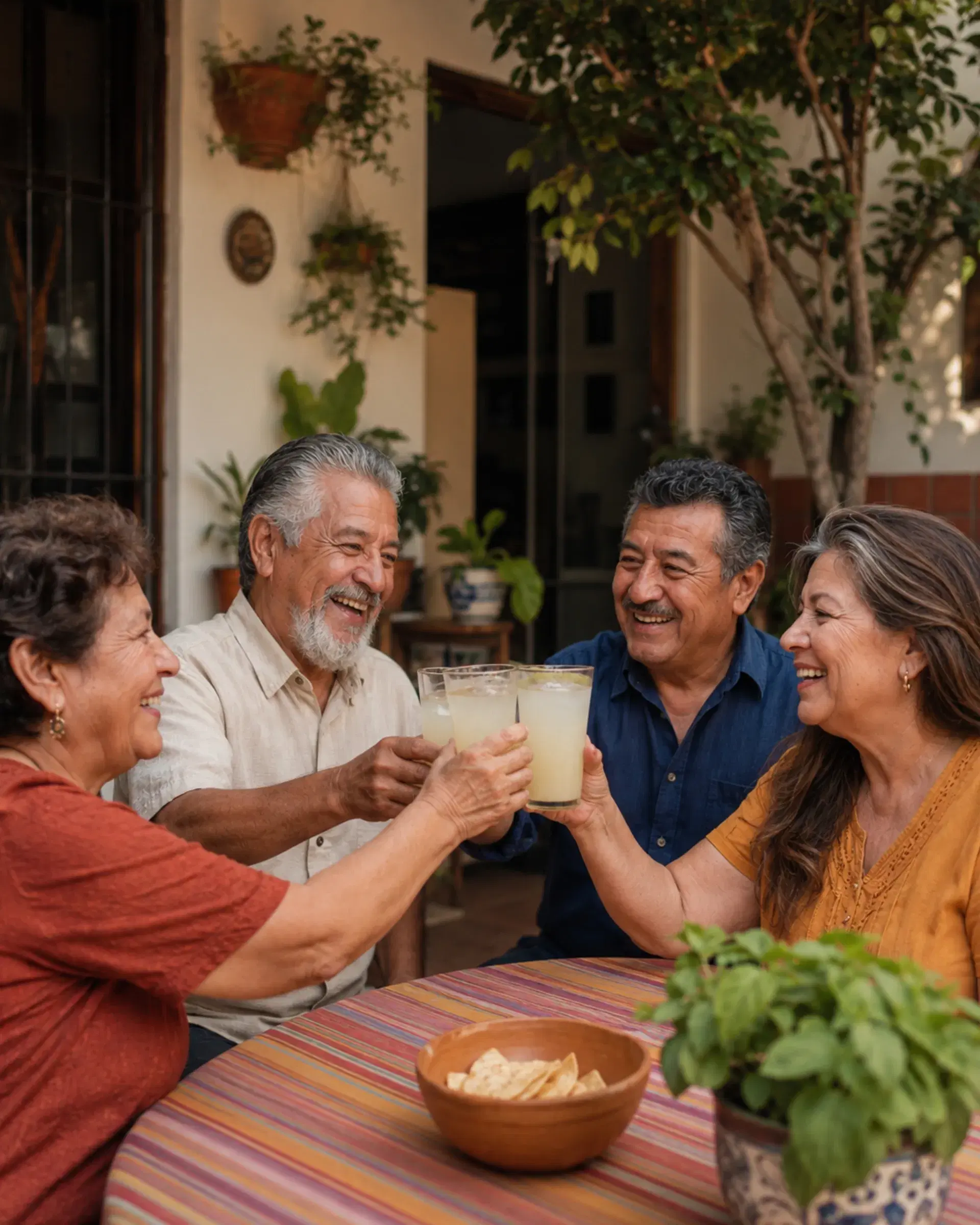 Pareja de adultos mayores tomando café